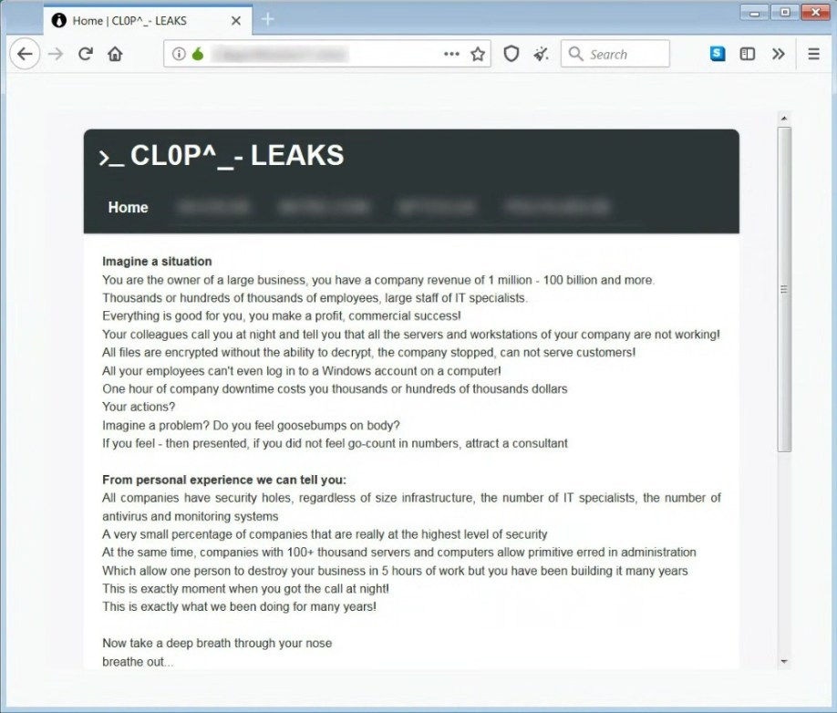 Cl0p-Leak-Seite