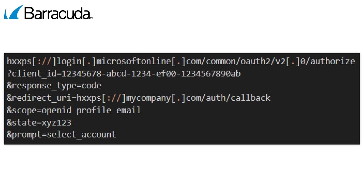 Example of what a legitimate Microsoft OAuth URL looks like
