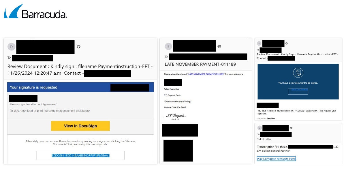 Beispiele für Tycoon 2FA-Phishing-E-Mails