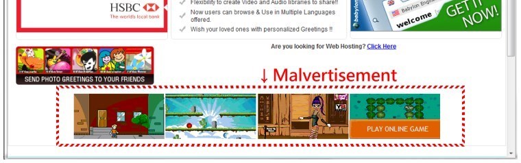 Screenshot einer bösartigen Werbeanzeige, 2014