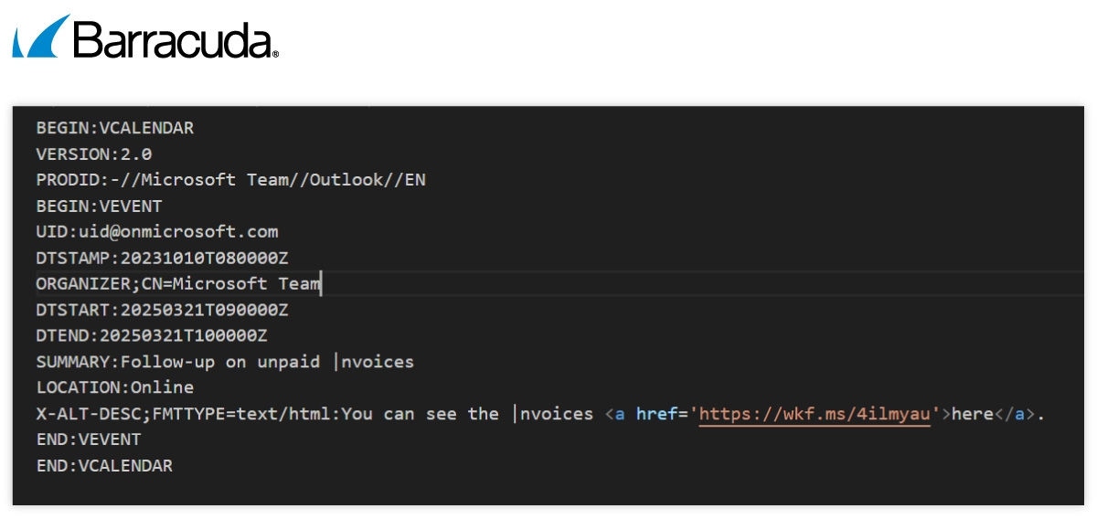 Beispielcode aus einer bösartigen Kalendereinladung