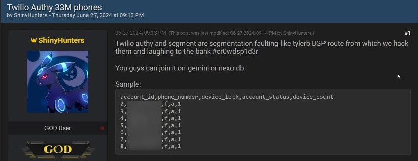 ShinyHunters veröffentlichen Twilio Authy-Daten in einem Hackerforum