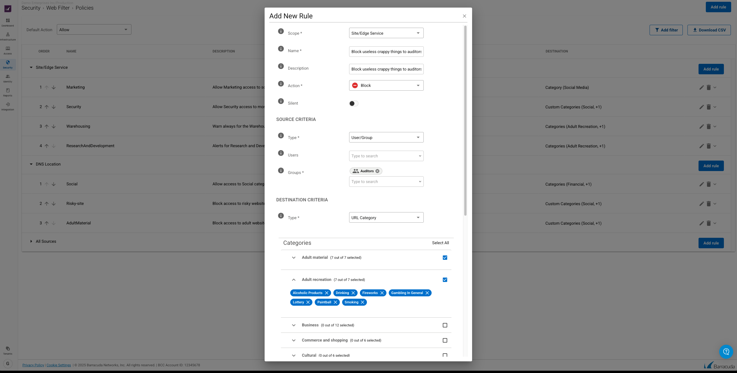 Neue Regelschnittstelle für Barracuda Web Filter