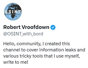 OSINT Without Borders X (ehemals Twitter)-Profil, betrieben von Robert Vroofdown