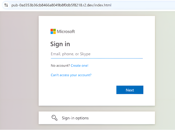 Beispiel einer gefälschten Microsoft-Anmeldeseite