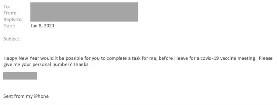Impfstoff-bezogenes Business Email Compromise