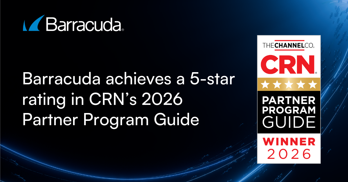 Barracuda earns 5-Star Award in the 2026 CRN Partner Program Guide for the 14th consecutive year